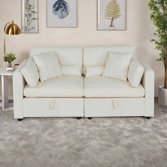 Divano a 2 posti in ciniglia con supporto per piedi in legno massello e piedini in ferramenta antiruggine