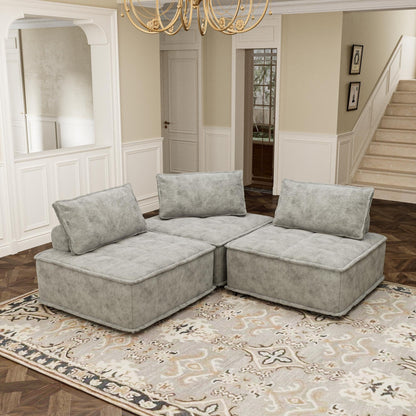 Set di divani modulari Chenille da 3 pezzi