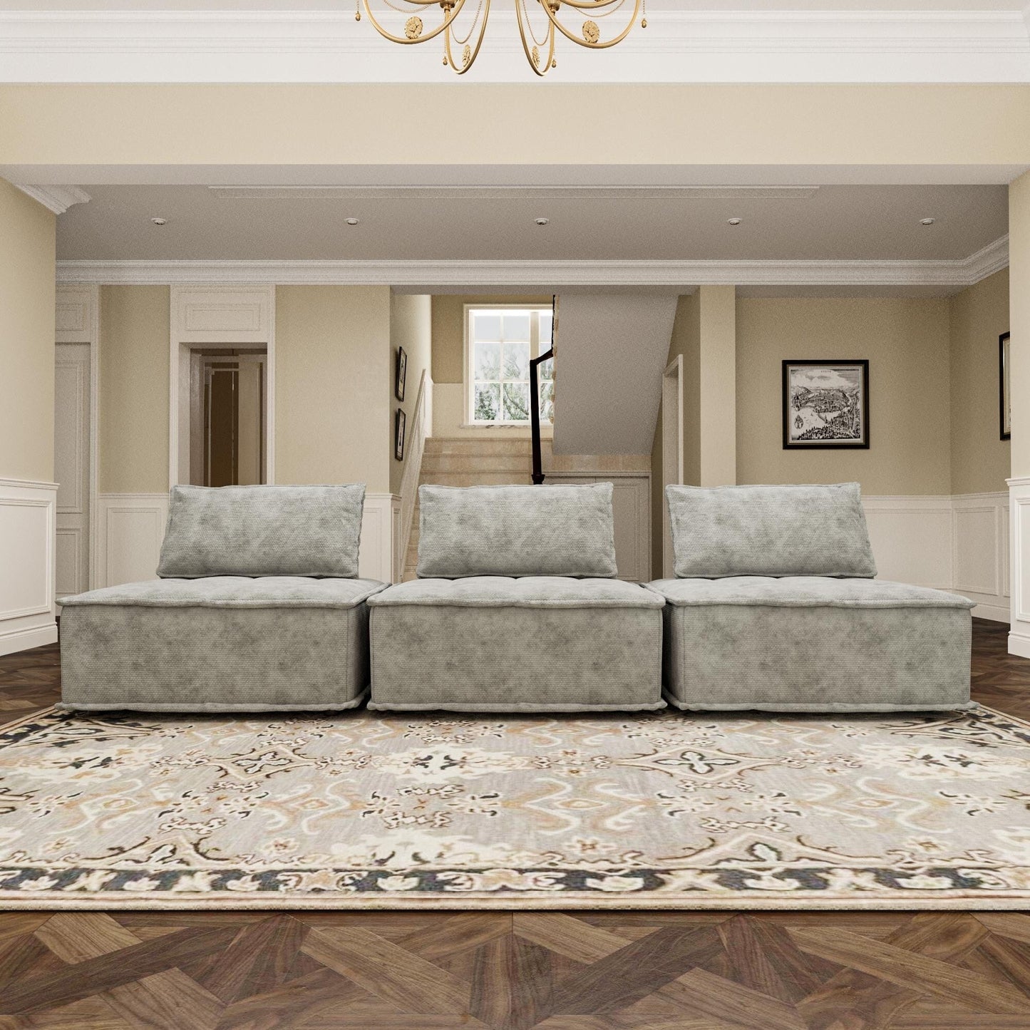 Set di divani modulari Chenille da 3 pezzi