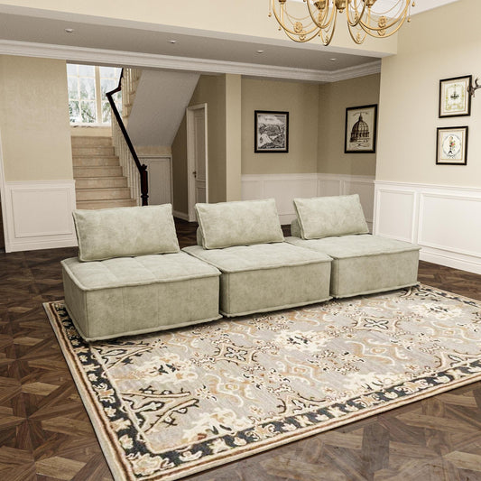 Set di divani modulari Chenille da 3 pezzi