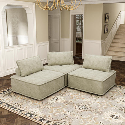 Set di divani modulari Chenille da 3 pezzi