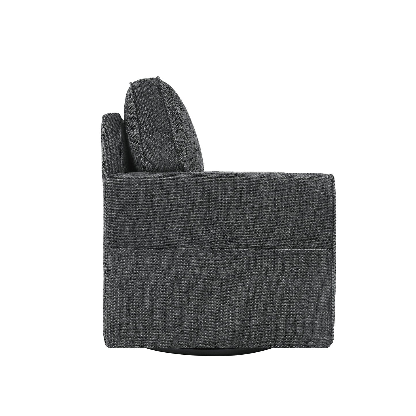 Poltrona girevole a 360° in ciniglia, poltrona moderna con tasche laterali, poltrona girevole, poltrona reclinabile ergonomica per camera da letto