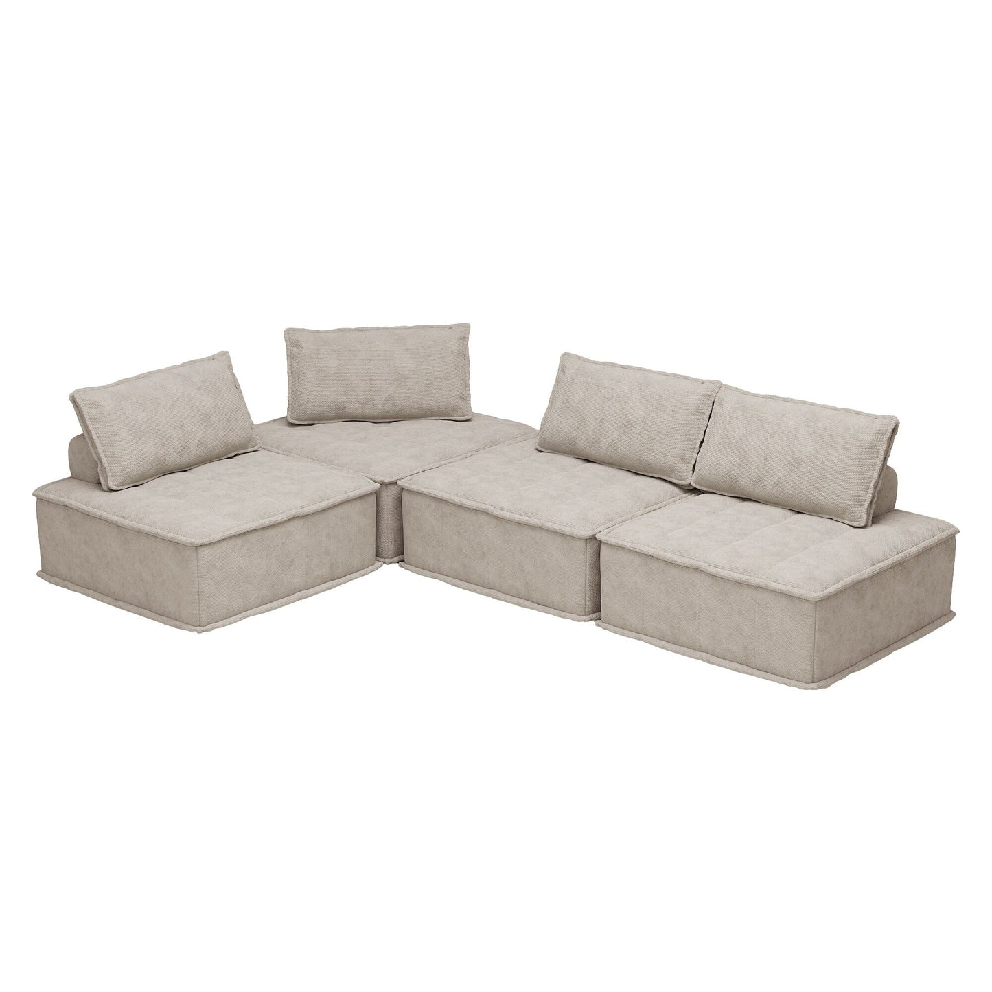 Set di divani modulari Chenille da 4 pezzi