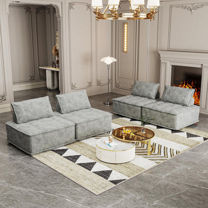 Set di divani modulari Chenille da 4 pezzi