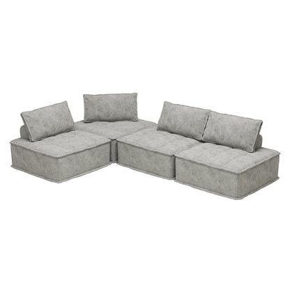 Set di divani modulari Chenille da 4 pezzi