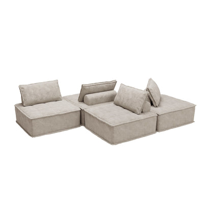 Set di divani modulari Chenille da 4 pezzi
