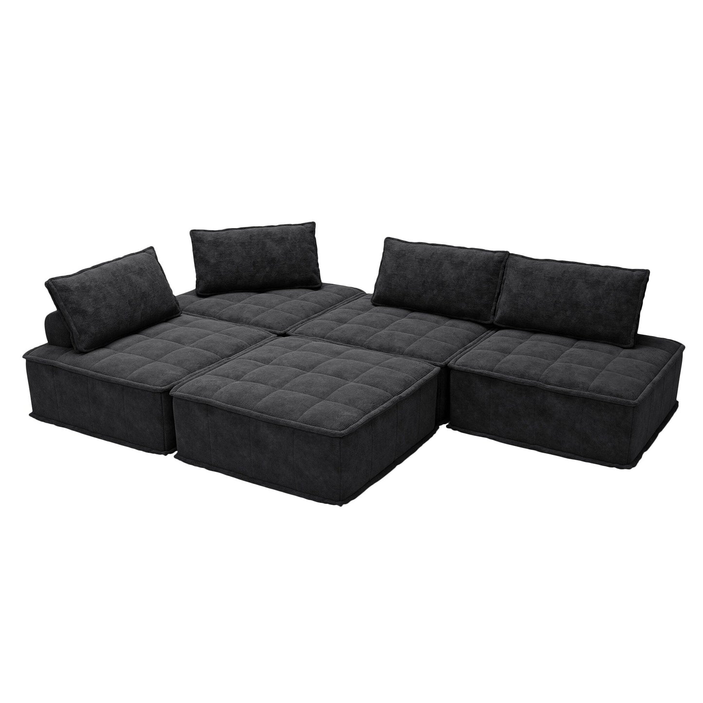 Set di divani modulari Chenille da 5 pezzi