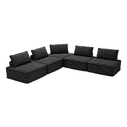 Set di divani modulari Chenille da 5 pezzi