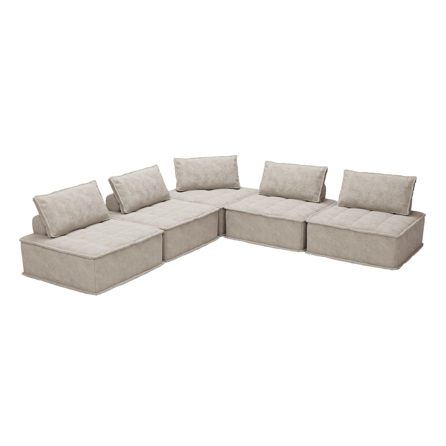 Set di divani modulari Chenille da 5 pezzi