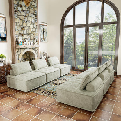 Set di divani modulari Chenille da 6 pezzi