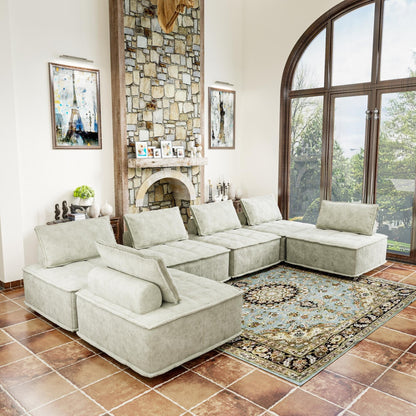 Set di divani modulari Chenille da 6 pezzi