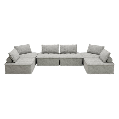 Set di divani modulari Chenille da 6 pezzi