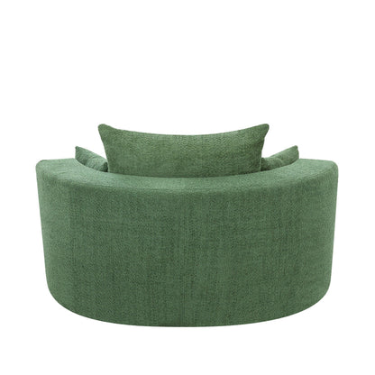 Poltrona lounge con braccioli in ciniglia, poltrona rotonda con base girevole a 360 gradi e 3 cuscini rimovibili