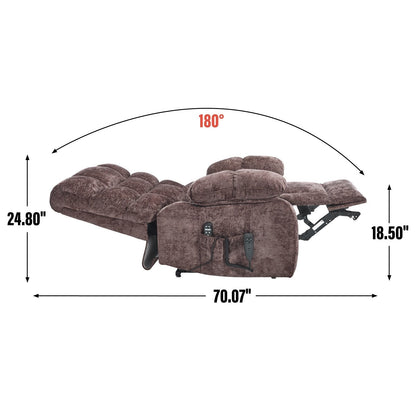 Poltrona reclinabile elettrica Chenille Dual Motor Infinite Position, poltrona reclinabile oversize con massaggio termico e telecomando elettrico