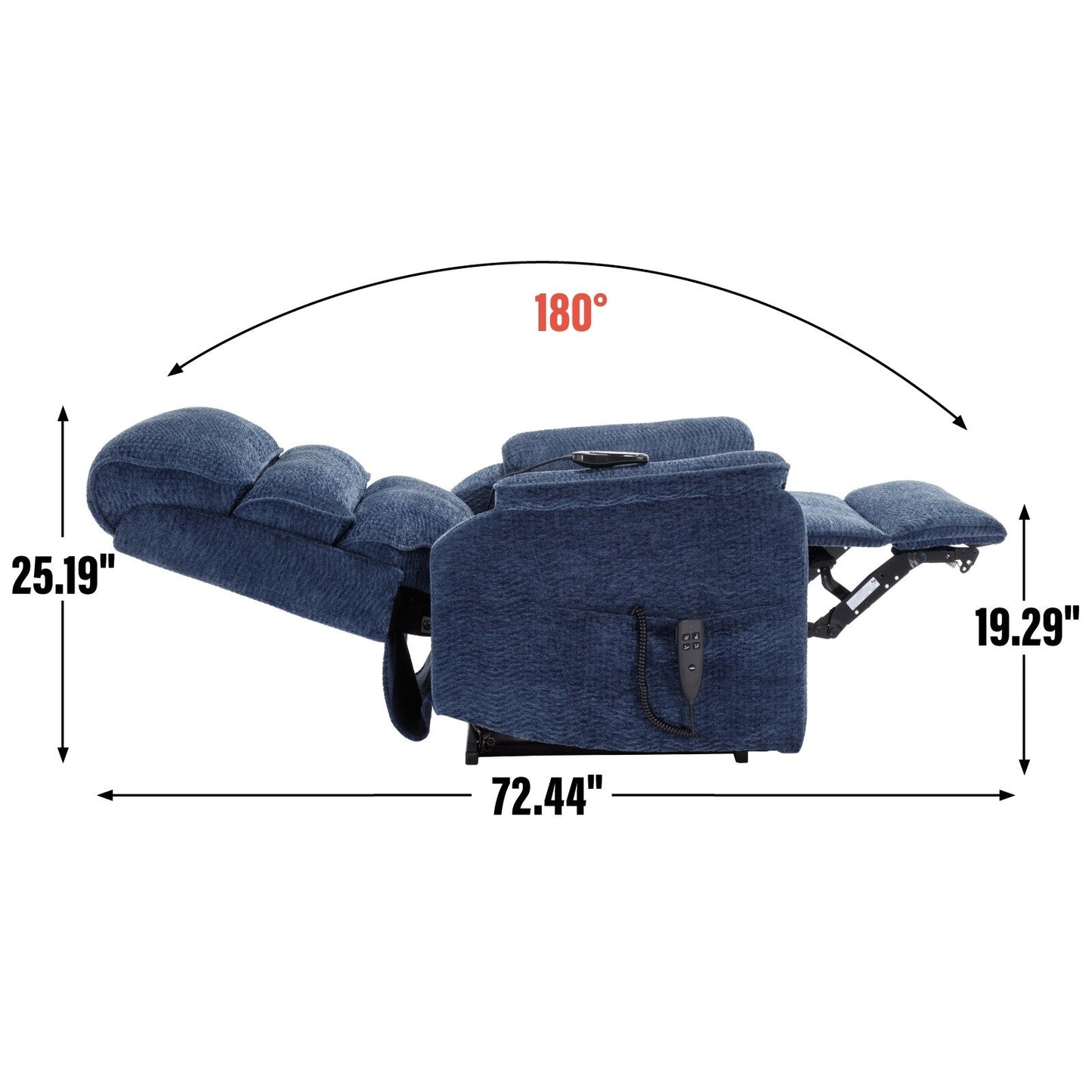 Poltrona reclinabile Chenille Dual Motor Infinite Power Lift con telecomando, massaggio termico e meccanismo di movimento per impieghi gravosi