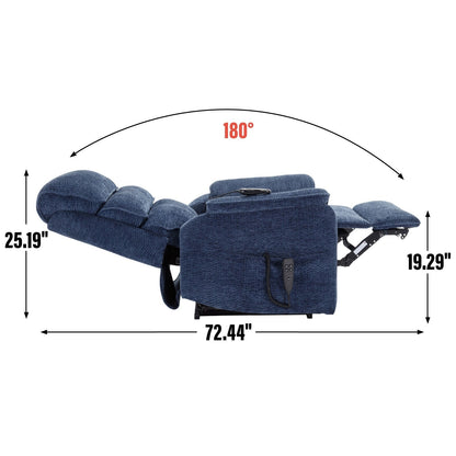 Poltrona reclinabile Chenille Dual Motor Infinite Power Lift con telecomando, massaggio termico e meccanismo di movimento per impieghi gravosi