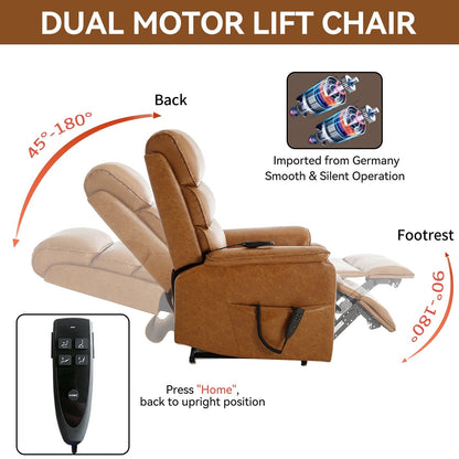 Poltrona reclinabile Chenille Dual Motor Infinite Power Lift con telecomando, massaggio termico e meccanismo di movimento per impieghi gravosi