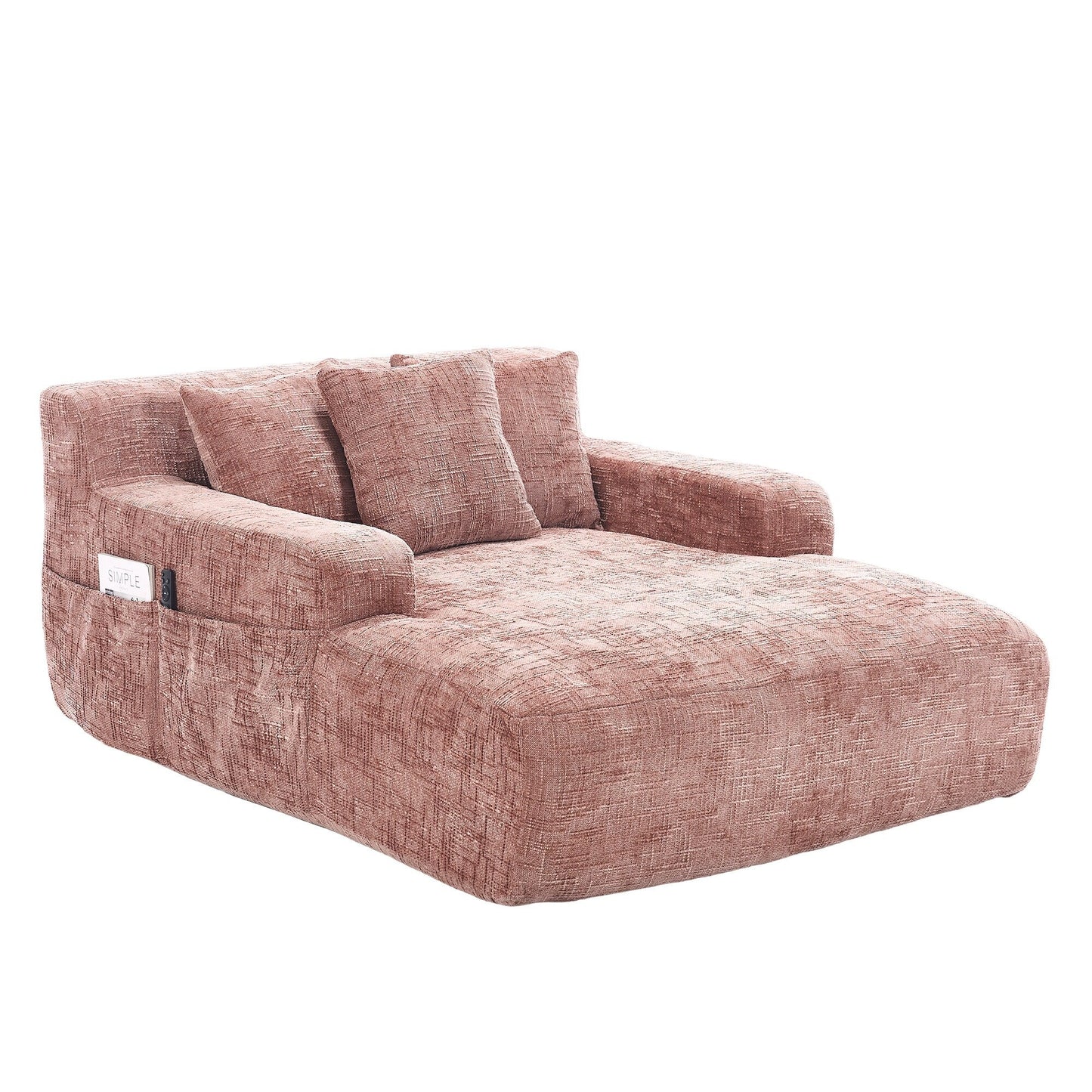 Divano letto Chenille Lazy Sofa con cuscini - Poltrona trasformabile con braccioli, divano letto multiposizione per soggiorno