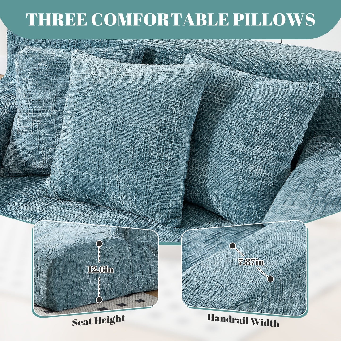 Divano letto Chenille Lazy Sofa con cuscini - Poltrona trasformabile con braccioli, divano letto multiposizione per soggiorno