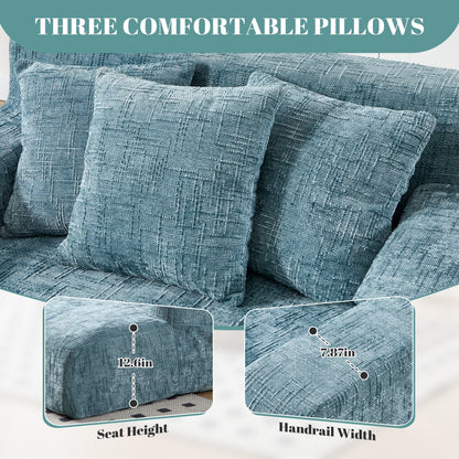 Divano letto Chenille Lazy Sofa con cuscini - Poltrona trasformabile con braccioli, divano letto multiposizione per soggiorno