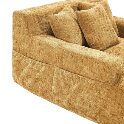Divano letto Chenille Lazy Sofa con cuscini - Poltrona trasformabile con braccioli, divano letto multiposizione per soggiorno
