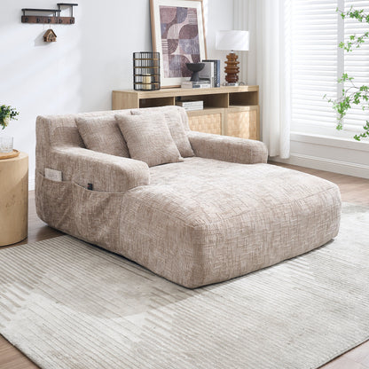 Divano letto Chenille Lazy Sofa con cuscini - Poltrona trasformabile con braccioli, divano letto multiposizione per soggiorno