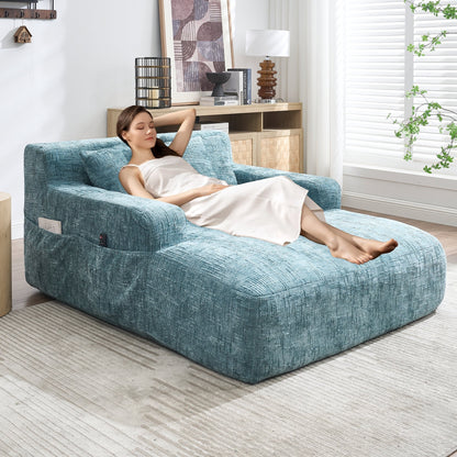 Divano letto Chenille Lazy Sofa con cuscini - Poltrona trasformabile con braccioli, divano letto multiposizione per soggiorno
