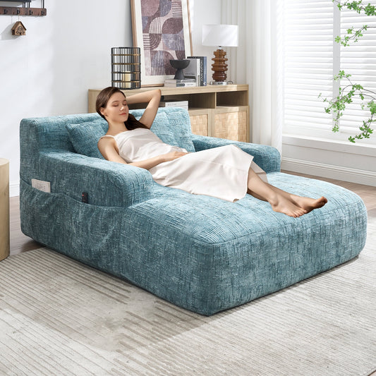 Divano letto Chenille Lazy Sofa con cuscini - Poltrona trasformabile con braccioli, divano letto multiposizione per soggiorno