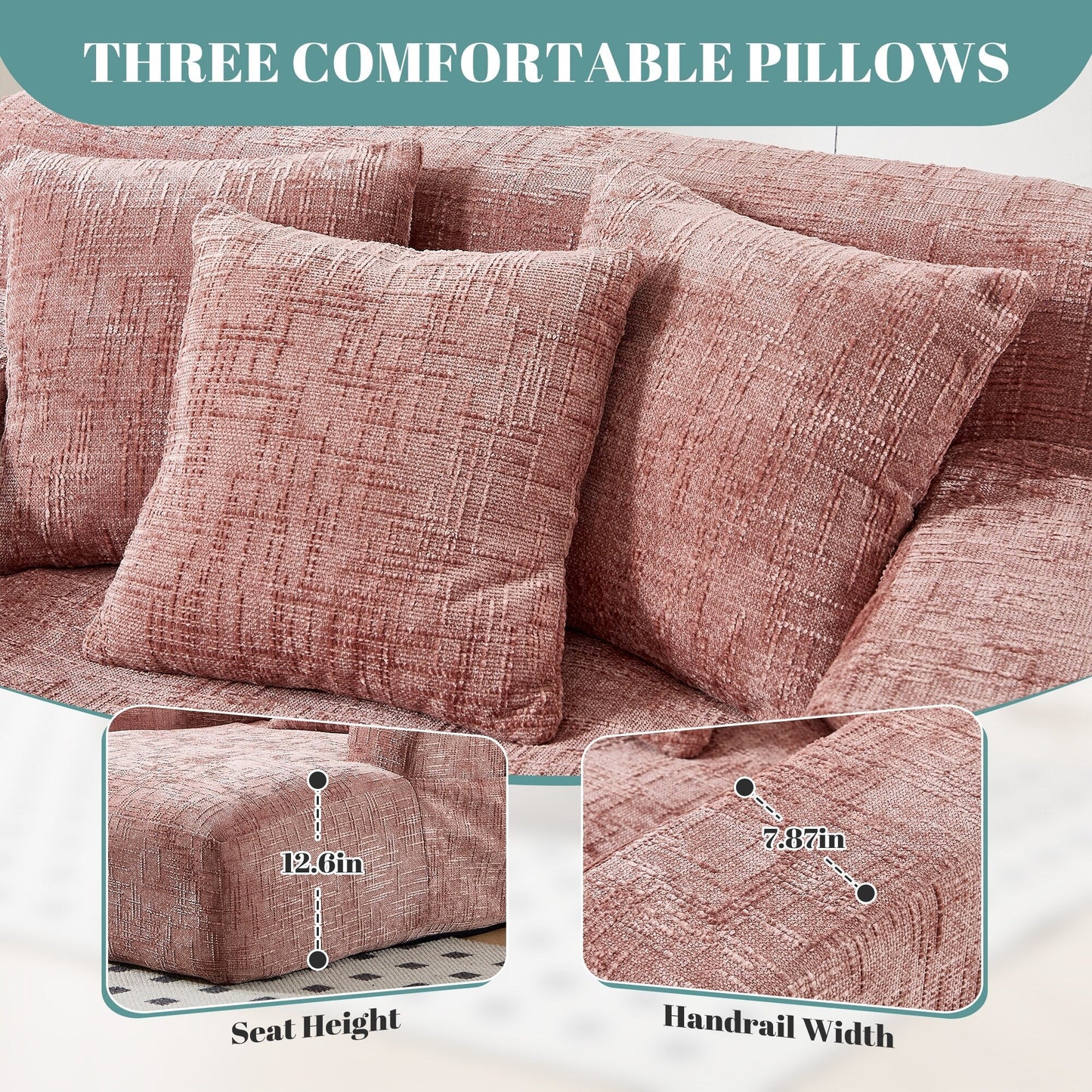 Divano letto Chenille Lazy Sofa con cuscini - Poltrona trasformabile con braccioli, divano letto multiposizione per soggiorno