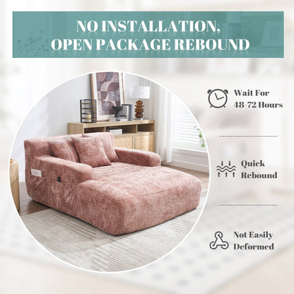 Divano letto Chenille Lazy Sofa con cuscini - Poltrona trasformabile con braccioli, divano letto multiposizione per soggiorno