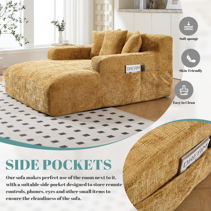 Divano letto Chenille Lazy Sofa con cuscini - Poltrona trasformabile con braccioli, divano letto multiposizione per soggiorno