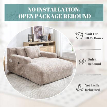 Divano letto Chenille Lazy Sofa con cuscini - Poltrona trasformabile con braccioli, divano letto multiposizione per soggiorno