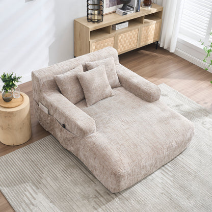 Divano letto Chenille Lazy Sofa con cuscini - Poltrona trasformabile con braccioli, divano letto multiposizione per soggiorno