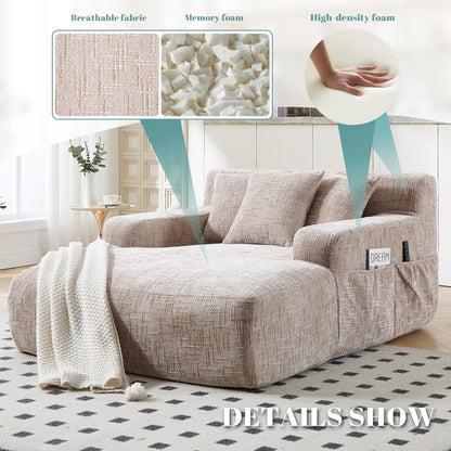 Divano letto Chenille Lazy Sofa con cuscini - Poltrona trasformabile con braccioli, divano letto multiposizione per soggiorno