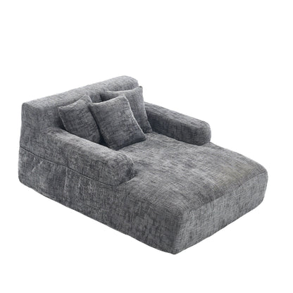 Divano letto Chenille Lazy Sofa con cuscini - Poltrona trasformabile con braccioli, divano letto multiposizione per soggiorno