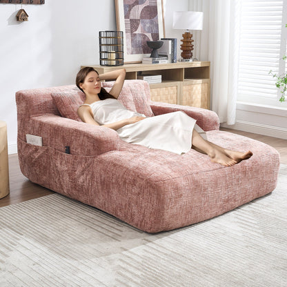Divano letto Chenille Lazy Sofa con cuscini - Poltrona trasformabile con braccioli, divano letto multiposizione per soggiorno