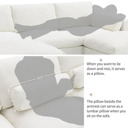 Divano componibile modulare in ciniglia con tasche portaoggetti, divano a U da 5 posti con cuscini, divano Cloud con 2 pouf mobili