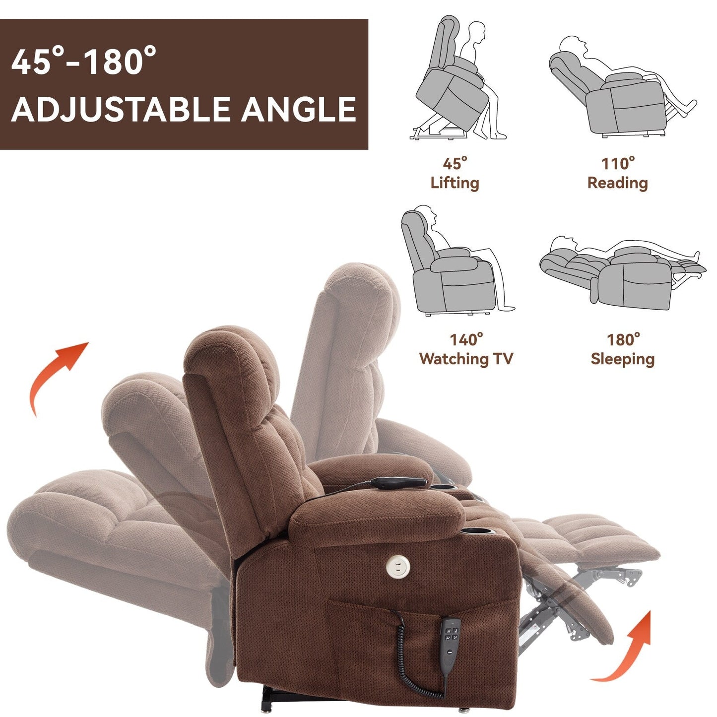 Poltrona reclinabile elettrica Chenille