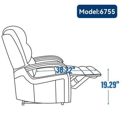 Poltrona reclinabile elettrica Chenille con massaggio e braccioli in legno