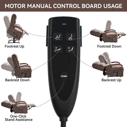 Poltrona reclinabile elettrica Chenille con massaggio e braccioli in legno