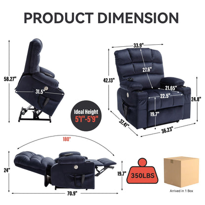 Poltrona reclinabile elettrica Chenille con massaggio, riscaldamento e portabicchieri