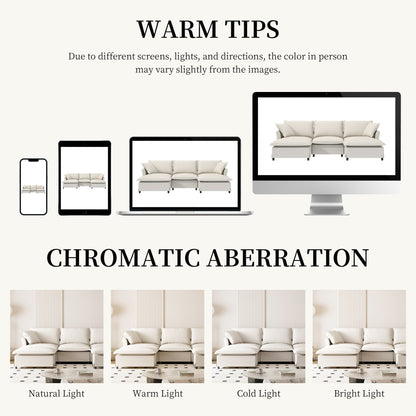 Divano componibile in ciniglia con pouf, divano letto a forma di U con cuscini, combinazione libera, divano modulare imbottito a 5 posti