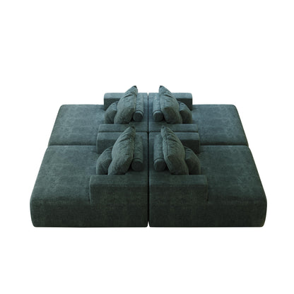 Divano letto singolo in ciniglia con cuscino per schienale