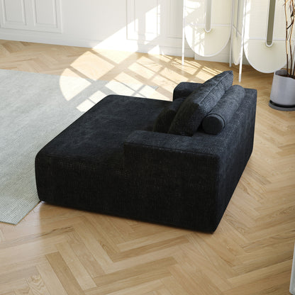 Divano letto singolo in ciniglia con cuscino per schienale