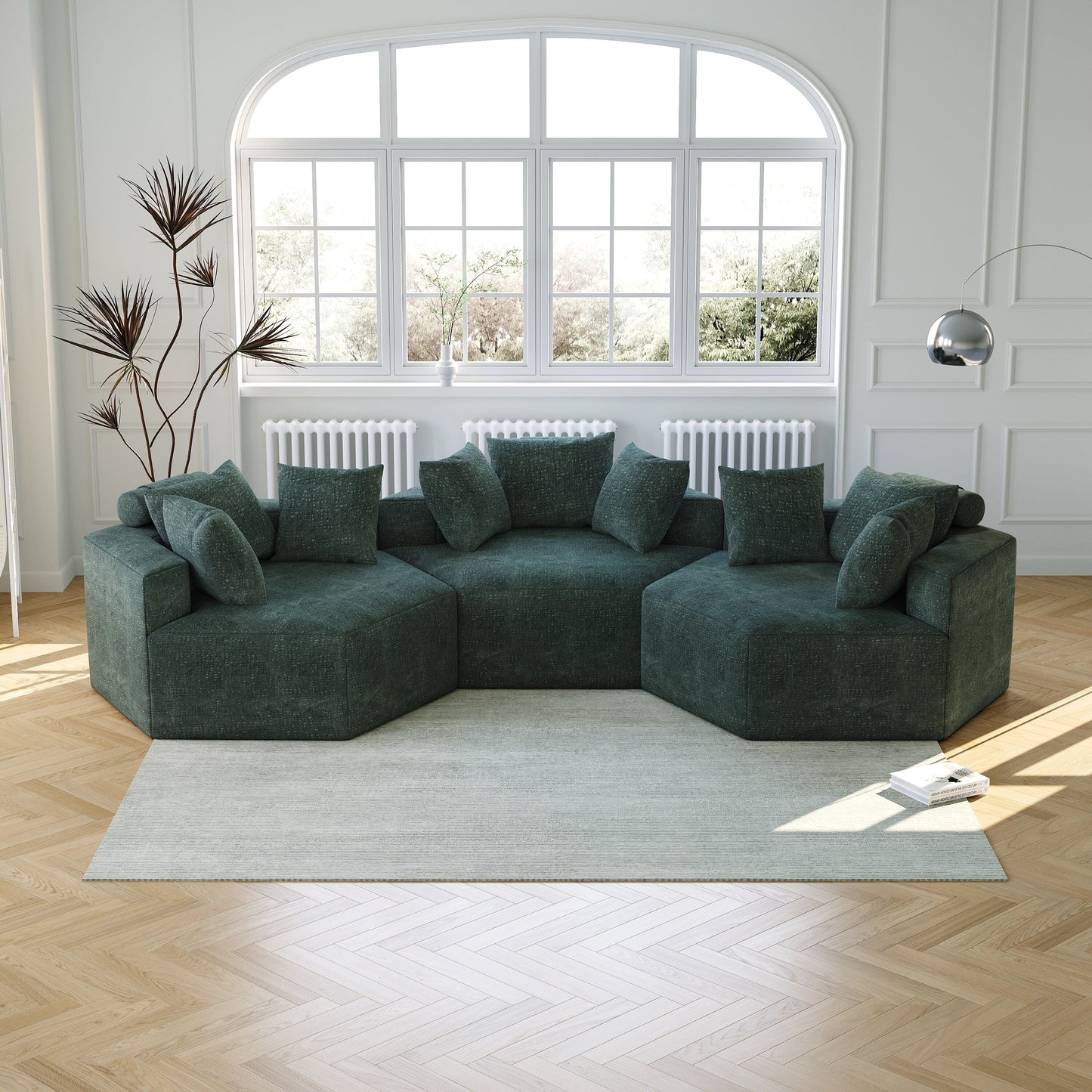 Divano letto singolo in ciniglia con cuscino per schienale