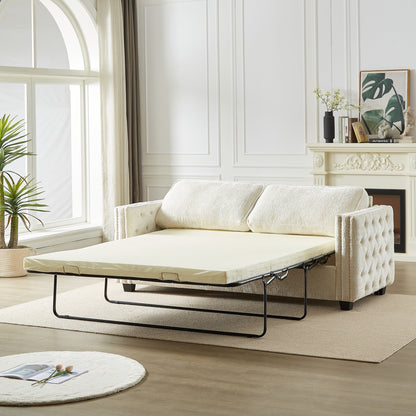 Divano letto in ciniglia con materasso in memory foam