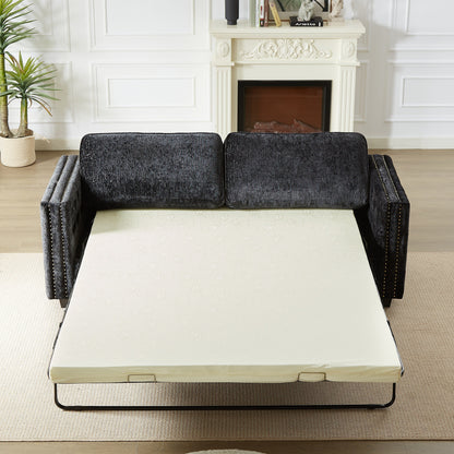 Divano letto in ciniglia con materasso in memory foam