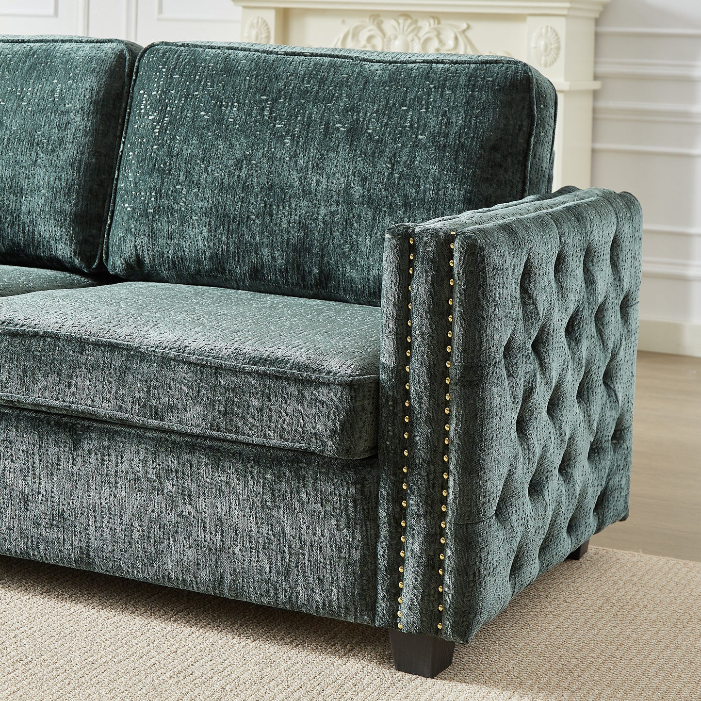 Divano letto in ciniglia con materasso in memory foam