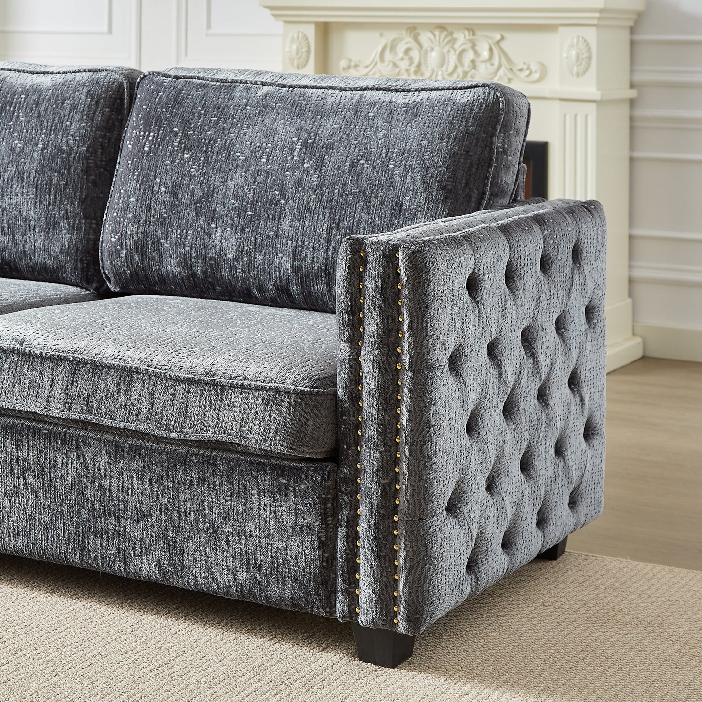 Divano letto in ciniglia con materasso in memory foam