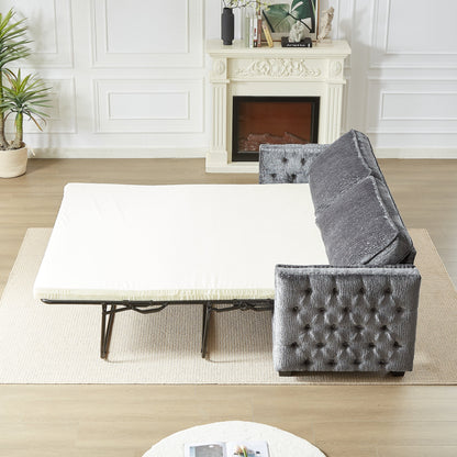 Divano letto in ciniglia con materasso in memory foam